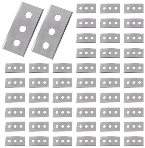 Ceranfeldschaber Ersatzklingen, 43mm, 100 Stück Doppelseitige Schaberklingen, Klingen für Ceranfeldschaber, Doppelseitige Schaber Ersatzklingen, Ersatzklingen mit drei Löchern Für Kochfeld Schaber