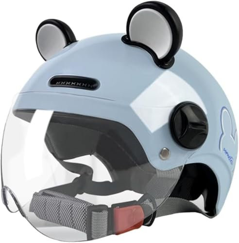 Niedlicher 3/4-Motorrad-Halbhelm für Kinder mit Katzenohren, DOT/ECE-geprüfter Cooler Kleinkind-Roller-Fahrradhelm, Jugend-Dirtbike-Go-Kart-ATV-Motocross-Helm für Jungen und Mädchen A