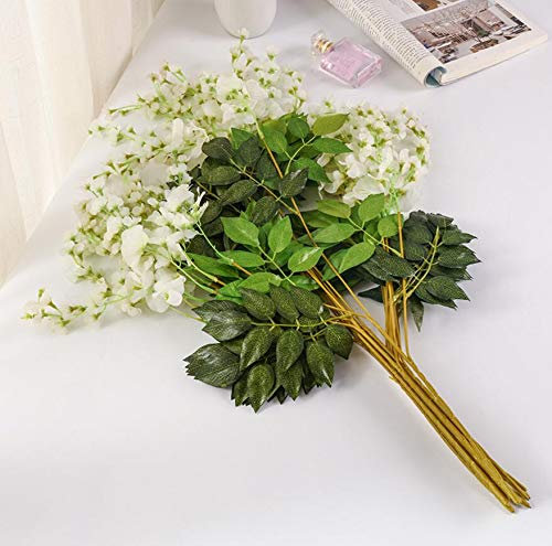 OWOHYG Lot de 12 Fleurs artificielles séchées, Branches de glycine artificielles, Lierre, Mur végétal pour Composition Florale, Bouquet de Mariage, décoration de Maison, Bar, hôtel (Blanc)