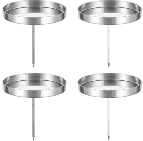 Romadedi Kerzenhalter Adventskranz Silber Stumpenkerzen 8cm - 4er Set Kerzenständer ohne Dorn Stabkerzenhalter zum Stecken Adventsteller Kerzenteller Metall für DIY Advent Kranz Deko