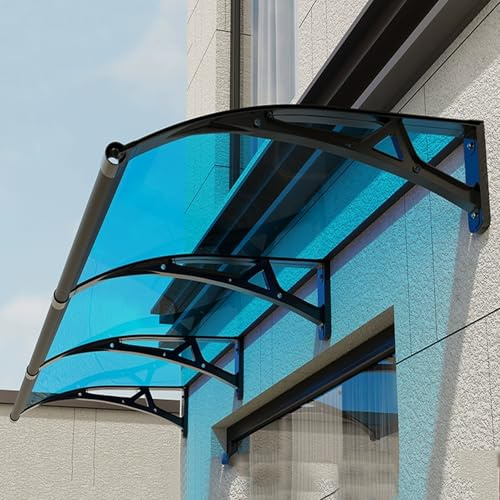 Marquise de Porte d’Entrée en Polycarbonate et Aluminium,Auvent de Porte et Fenêtres,Auvent Marquise d'Entrée,Marquise de Fenêtre Entrée Magasin Abri,Toit de Porte (120x100cm/47 x39)