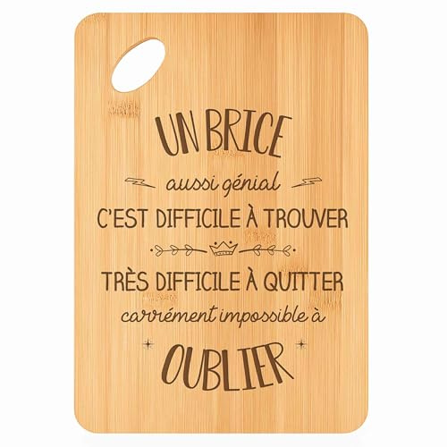 Planche à découper Un Brice aussi génial - Plateau Apéro en Bambou Cadeau Gravé pour Homme Cuisine Barbecue