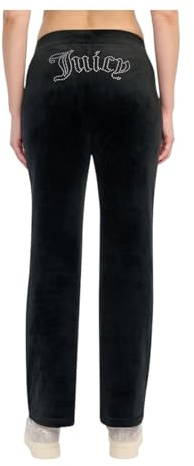 Juicy Couture Women's Hallow Bling Velour Track Pant, Black, S
