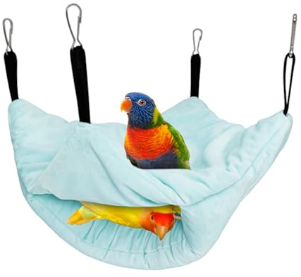 Jingmiger Hamaca calefactora para pájaros, de Doble Grosor para pájaros, Accesorios para periquitos Juego Comer Dormir Reproducción Descanso Anidación Aviario Interior Exterior