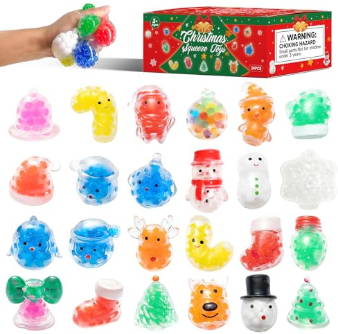 24 st jul-squishies, julstressbollar miniatyrer för vuxna, squishy fidgetleksaker som presenter till julfest, julpriser, lämpliga för fest, strumpfyllare och fyllning av godispåse