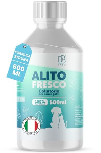 DB Labo, Colluttorio per cani 500ml, Pulizia Denti Cane Anti Tartaro, Additivo Acqua Denti Cani per Pulizia Denti e Gengive, Igiene Orale Contro Alitosi e Alito Cattivo Cane