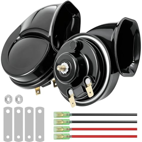 MospdyGear 2 Stück laute Schneckenhorn, 120 dB Autohorn laut für 12V Fahrzeuge, universelle Passform für Autos, Motorräder und Fahrräder