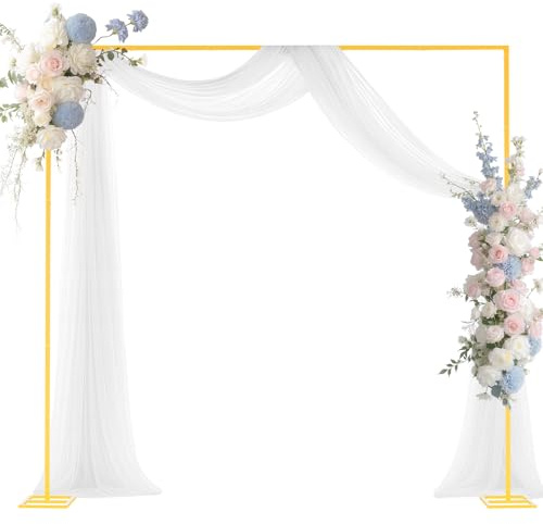 VEVOR Supporto per Fondale ad Arco 2,4 x 2,4 m, Struttura Stabile, Facile da Montare, Set di Fondali ad Arco per Feste Quadrato in Metallo Dorato per Compleanno, Lauree, Decorazioni per Cerimonie