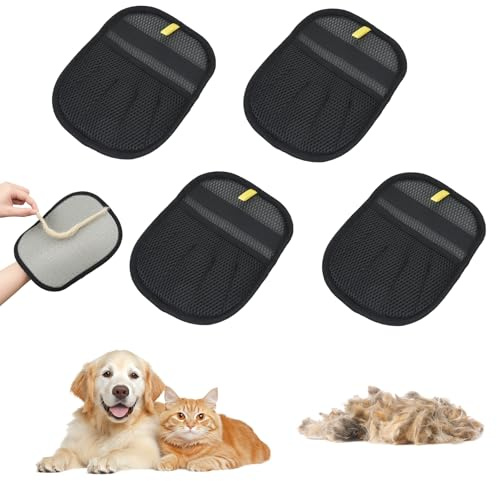 OTraki 4 Pezzi Guanto Peli Gatto e Cane,Guanti Magnetici in Pelliccia Ispessito per Cani e Gatti Con Forte Forza Elettrostatica per la Rimozione dei Peli di Animali Domestici la Pulizia dei Tappeti