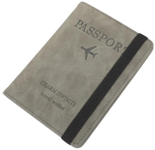 GAROZATION Rfid Passport Holder Cover Pu Leather Card Protector with Multi-slots Travel Document Organizer Wallet for Men Women Gray Passport Sleeve