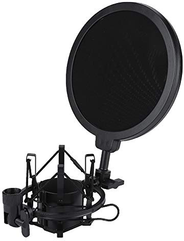 NOENNULL Professionellt kondensatormikrofonkit med popfilter och anti-chockstativ för inspelningsstudior, lätt ABS, svart, 1 enhet