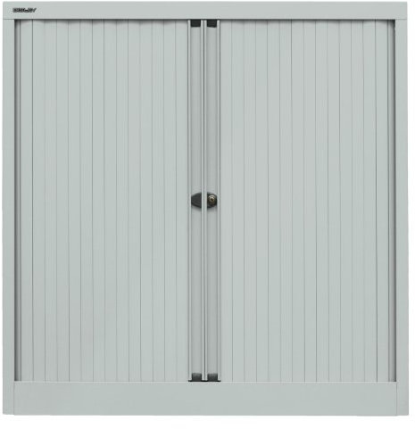 BISLEY Rollladenschrank EuroTambour, 2 Fachböden, 2,5 OH, B 1000 mm, Farbe Korpus Silber, Rollladen Silber