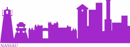 INDIGOS UG - Wandtattoo Wohnzimmer - Wandaufkleber Nassau 160x54 cm - Flieder e583 Skyline Stadt - Aufkleber Kinderzimmer Schlafzimmer Küche Badezimmer Büro Dekoration