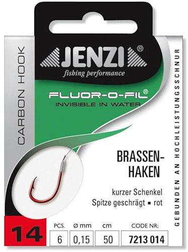 Jenzi Brassenhaken Gebunden an Fluor Carbon Gr.14 0,15mm 50cm