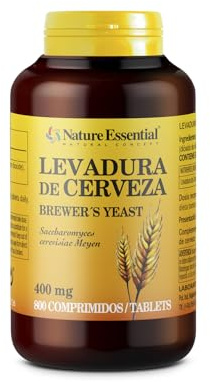 Nature Essential | Levadura de Cerveza 400 mg | 800 Comprimidos | Proteínas y Vitamina B | Cuidado de Uñas, Piel y Cabello