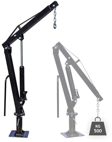 Wiltec Pickup Kran Ladekran 0-1861 mm Höhe, 500 kg Traglast und 360° Drehkranz, massiver Standfuß zur Bodenmontage, Werkstattkran