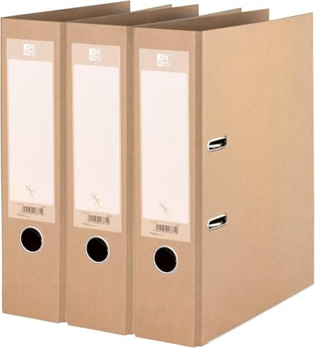 Oxford Ordner A4, 8 cm breit, gut für die Umwelt, in beige, 3 Stück