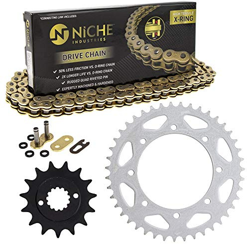 NICHE Drive Sprocket Chain Combo for Kawasaki KLR650 Front 15 Rear 43 Tooth 520V-X X-Ring 106 Links