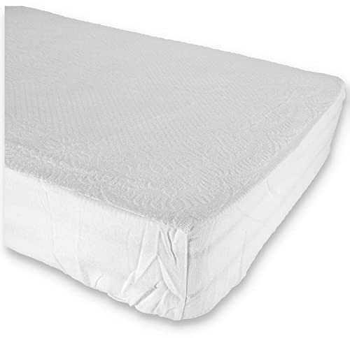 CASA TESSILE - Susanna Coprimaterasso in Spugna Puro Cotone 100% | Protezione Lavabile in Lavatrice | Elastici ai 4 Lati | Bianco Francese 140x200 cm.+25 cm