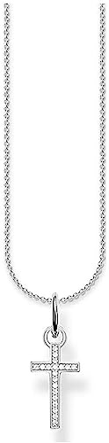 Thomas Sabo Damen Halskette mit Anhänger Kreuz 925er Sterlingsilber mit Zirkonia, Größe: ca. 38cm - 42cm, SCKE150301