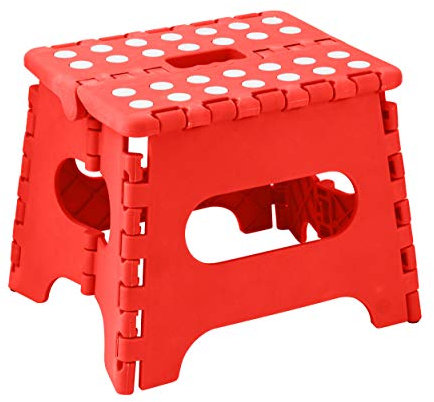 Homeshopa - Taburete plegable para escalones, mini escalones plegable para adultos y niños, 7 pulgadas, ideal para cocina, sala de estar, baño (rojo)