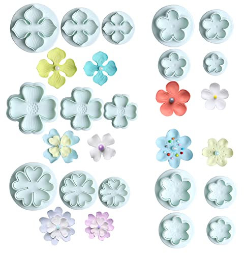 KALAIEN 17Pcs Cookie Cutters Plunger Cutter Cake Decorating Flower Fondant Embossing Tool Sugarcraft Decorating Kits