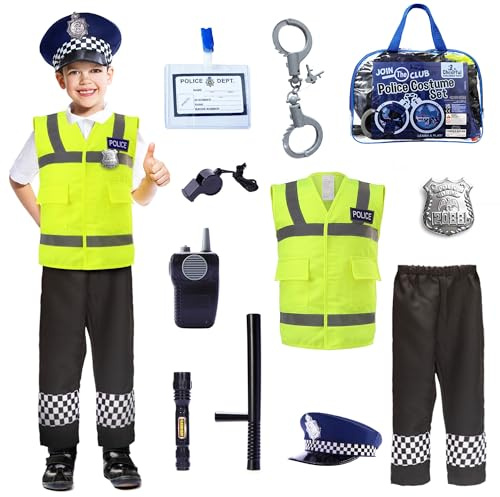 Kids Police Costume, Kids Dress Up for Ages 3-7 (Yellow Vest with Trousers)