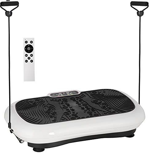 HOMCOM Piastra vibrante con 2 bande per fitness, 99 livelli di vibrazione, portata 120 kg, piastra vibrante per allenamento completo a casa, con display LCD, 200 W, 73 x 40 x 13 cm, bianco e nero