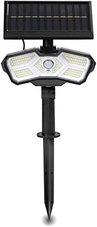 EASYmaxx LED-Solarstrahler für außen mit Bewegungsmelder | Solarleuchte | Flexibel positionierbar | 3 verstellbare Modi | Fernbedienung inklusive [Schwarz]