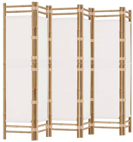 vidaXL 6-TLG. Paravent Faltbar 240 cm Bambus und Canvas