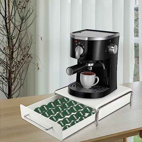 Soporte de Almacenamiento para Cápsulas Dolce Gusto - Cajón con Capacidad (30,5 x 31,5 x 10 cm) - Color Blanco