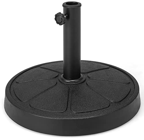 RELAX4LIFE Base de Parasol Ronde 15 KG, Pied de Parasol en Résine Robuste avec Tube en Acier pour Diamètre 38/48 MM, Support Stable Motif Décoratif pour Terrasse et Balcon