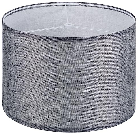 PATIKIL Drum Lamp Shades, 13x13x9 Linen Round Lamp Shade for Table Lamps Easy Assembly Lampshade for Table Lamps Floor Lamps Bedside, Gray