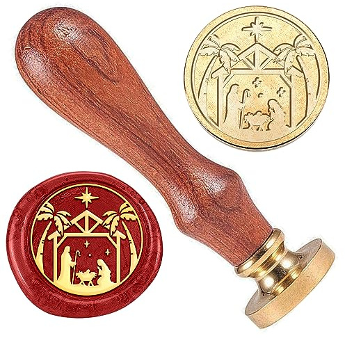 DELORIGIN Easter Wax Seal Stamp - Jesus Vintage 1 Removable Brass Head With Wood Handle for Christmas, Envelopes, Invitations, Wine Packages, Greeting Cards, Wedding Party