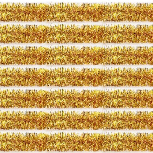 30 m Gold Lametta Girlande Weihnachten Folie Lametta Girlande Dekoration Metallic Banner Wandbehang Lametta Luftschlangen Girlande für Weihnachtsbaum Geburtstag Party Dekorationen (9 cm x 30 m, Gold)