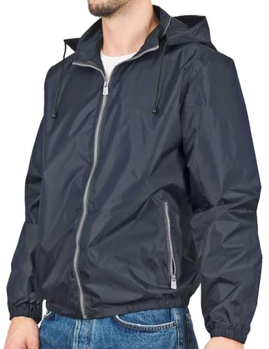 PERLETTI Veste Coupe Vent Homme Femme avec Détails Réfléchissants - Veste Cape de Pluie Imperméable Mi Saison pour Fille Garçon