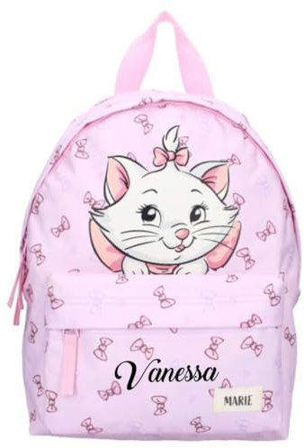 Kindergarten-Rucksack Disney Aristocats Katze - Personalisiert mit Name - Kleiner Rucksack Mädchen - Freizeitrucksack Kinder 2 Fächer