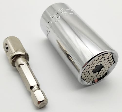 Nuss Steckschlüssel 1/2 / 7-19mm oder 3/8 / 11-32 mm + HEX Adapter für Akkuschrauber/Ratsche/Bit Schraubendreher (3/8 / 7-19mm) universell