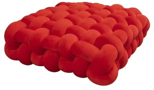 1 coussin carré noué oreiller esthétique nordique chaise de bureau coussin décoratif en peluche dormeuse nœud dos fait main coussin rouge 30 x 50 x 12 cm