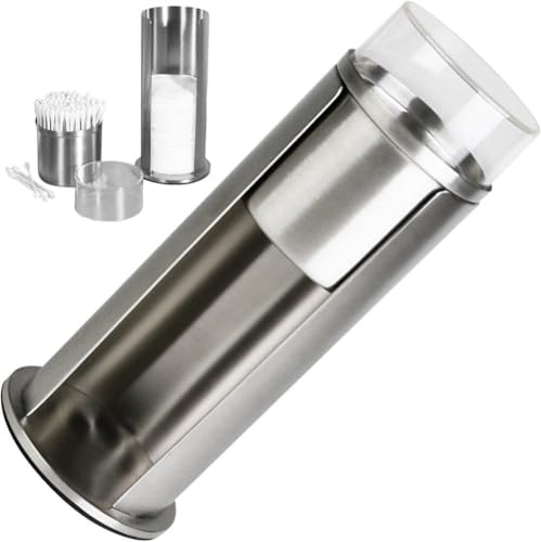 Muteitt Dispensador De Contenedores De Almohadillas De Algodón De Acero Inoxidable para Bastoncillos De Algodón, Hisopos De Algodón, Bolas De Algodón, Organizador De Cosméticos para Baños