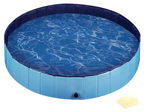 Fudajo Hundepool 160 x 30 cm rutschfestes Hundeplanschbecken, Hundeschwimmbad faltbar aus PVC, Hundebadewanne mit verstärkten Kanten, tragbarer Pool für Hunde