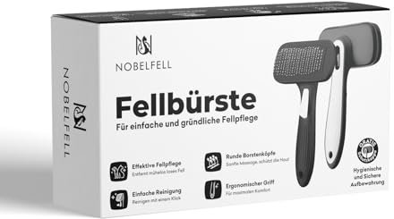 NobelFell Katzenbürste Langhaar bkh bürste selbstreinigend für Fellpflege Fellbürste maine coon katze kurzhaar Katzenhaarbürste Zupfbürste Katzenkamm langhaarkatze Kamm mit GRATIS eBook