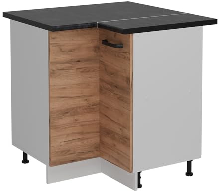 Vicco Eckunterschrank R-Line, Küchen Eckschrank, Goldkraft Eiche, 75.6 cm AP Anthrazit