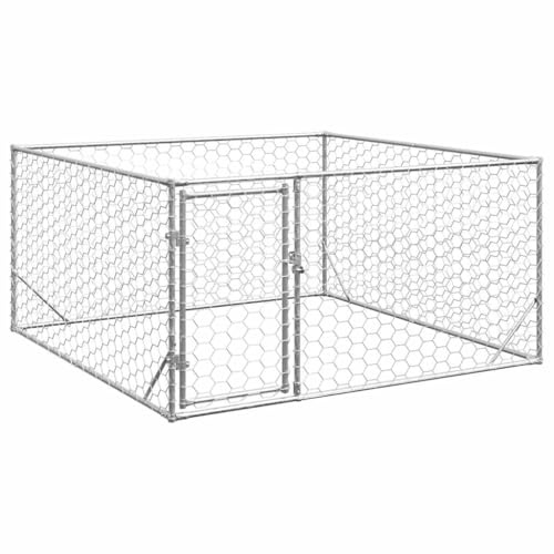 vidaXL Niche d'extérieur pour Chien avec Porte, 2 x 2 x 1 m, Acier galvanisé
