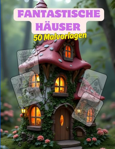 Fantastische Häuser 50 Malvorlagen: Malbuch gegen Stress – Spaß und Entspannung für kreative Träumer und Architektur Liebhaber - Für Kinder
