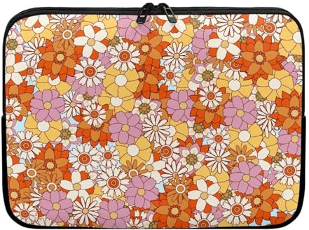 ShowudesignsHippie Flower Laptop Sleeve Bag for Women Neoprene Laptop Sleeve Bag 13 inch Durable Laptop Bag Glad for Trip,Work Accessory Bag Brown