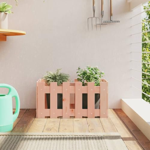 Fasba Hochbeet Gartenbeet Pflanzbeet Frühbeet Pflanzkübel Pflanzkasten Blumenkübel Gemüsebeet Blumenkasten Lattenzaun-Design 60x30x30 cm Massivholz Douglasie