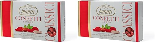 Buratti Confetti alla Mandorla Colore Rosso - 1 kg (Confezione da 2)