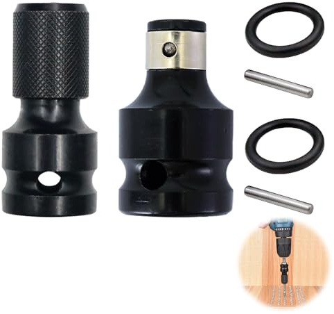 2 Piezas Adaptadores De Broca, Adaptador de Llave de Impacto de Vaso Enchufe Telescópico Taladro Chuck 1/2 a Vástago Hexagonal de 1/4 Hexagonal Hembra Adaptador para Llave de Trinquete Impact