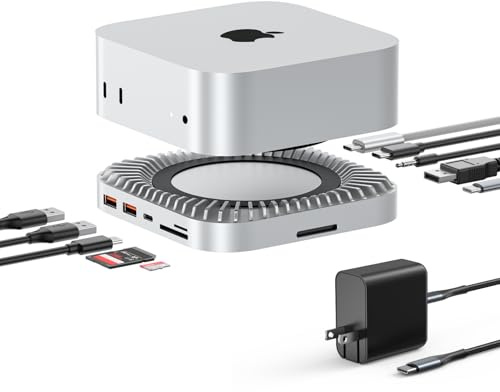 RayCue 40G Mac mini M4 Dock & Stand with 8T NVMe SSD Enclosure, 2X USB-A 3.2 10Gbps, USB-C 3.2 10Gbps, SD/TF 4.0, 65W Power, 8K DP, 3.5mm Audio - Ultimate Mac mini M4 Accessories & Hub